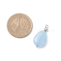 4Pcs 4 Styles Natural Amethyst & Rose Quartz & Green Aventurine & Dyed Quartz Teardrop Charms with Brass Bails&nbsp;PALLOY-JF04268-02
