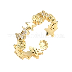 304 Stainless Steel Cubic Zirconia Cuff Open Rings for Women&nbsp;LS-RJEW-Z122-02G-03