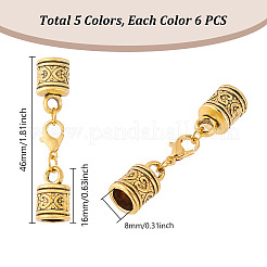 30Pcs 5 Colors Alloy Cord Ends&nbsp;PALLOY-GA00020