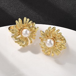 Sunflower Brass Finger Rings for Women&nbsp;RJEW-S622-02G
