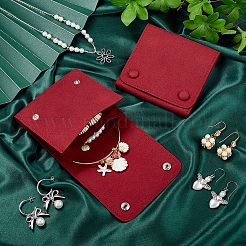 2Pcs Microfiber Cloth Jewelry Storage Bags with Brass Button&nbsp;ABAG-BBC0001-17B-01