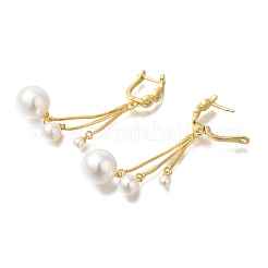 Rack Plating Brass Micro Pave Clear Cubic Zirconia Tassel Hoop Earrings&nbsp;EJEW-H016-09G