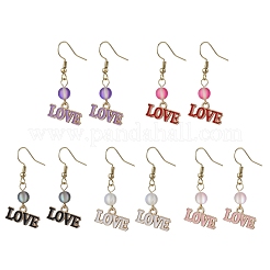 5 Pairs Valentine's Day Theme Alloy Enamel Dangle Earrings&nbsp;EJEW-JE06374
