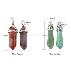 14Pcs 14 Style Chakra Natural & Synthetic Gemstone Pointed Pendants&nbsp;G-LS0001-76