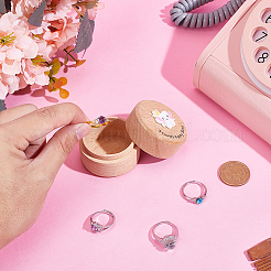 Round Printed Wood Baby Tooth Keepsake Cases with Lids&nbsp;CON-WH0113-12A