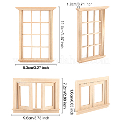 2Pcs 2 Styles Mini-Display Wood Windows&nbsp;DJEW-OC0001-12