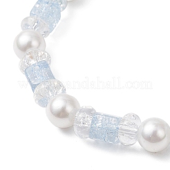 Crackle Glass & Shell Pearl Beaded Stretch Bracelets for Women&nbsp;BJEW-JB12384-02