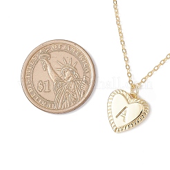 Heart with Letter Brass Pendant Cable Chain Necklaces&nbsp;NJEW-JN05377-01