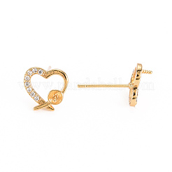Brass Micro Pave Clear Cubic Zirconia Stud Earring Findings&nbsp;KK-S360-097B-NF