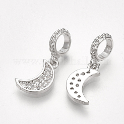 Brass Micro Pave Cubic Zirconia European Dangle Charms&nbsp;KK-T035-120