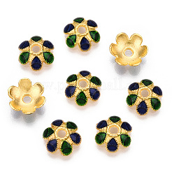 6-Petal Alloy Enamel Bead Caps&nbsp;X1-ENAM-TAC0023-01