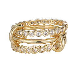 Brass Micro Pave Cubic Zirconia Finger Rings&nbsp;WG3D341-01