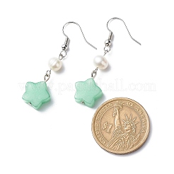 Natural & Synthetic Gemstone Star Dangle Earring for Women&nbsp;EJEW-JE05063
