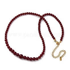 Natural Rhodochrosite & Shell Pearl Round Graduated Beaded Necklaces&nbsp;NJEW-U026-25G