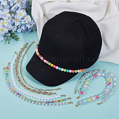 8Pcs 8 Styles Acrylic Beads & Aluminum Cable Chains & 304 Stainless Steel Baseball Cap Chain&nbsp;HJEW-SC0002-48