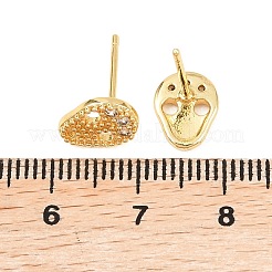 Brass Micro Pave Clear Cubic Zirconia Stud Earrings&nbsp;EJEW-F405-16G