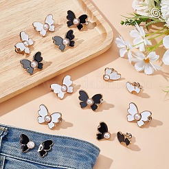 12Pcs 2 Colors Butterfly Alloy Enamel with Plastic Pearl Adjustable Jean Button Pins&nbsp;FIND-AR0005-47