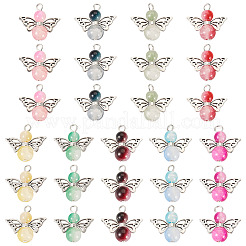 36Pcs 9 Colors Imitation Jade Glass Pendants&nbsp;PALLOY-TAC0198