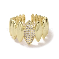 Brass Micro Pave Cubic Zirconia Open Cuff Ring&nbsp;RJEW-K256-47G