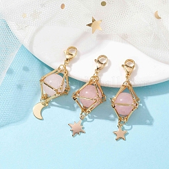 Natural Gemstone Brass Pendant Decorations&nbsp;HJEW-JM01817