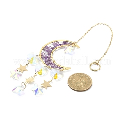 Natural Amethyst Moon Pendant Decorations&nbsp;HJEW-JM01166