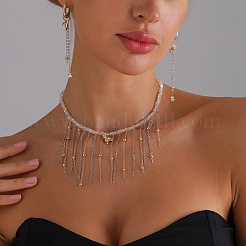 Alloy Bird Pendant Alloy Chain Tassel Glass Beaded Bib Necklaces for Women&nbsp;WG4F352-01