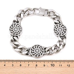 Stainless Steel Flat Round with Sun Symbol Bracelets&nbsp;BJEW-D379-08ASP