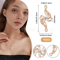 Rack Plating Brass Micro Pave Clear Cubic Zirconia Pendants&nbsp;KK-BBC0001-51LG