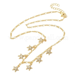 Brass Micro Pave Clear Cubic Zirconia Starfish Pendant Necklaces&nbsp;NJEW-B157-05G