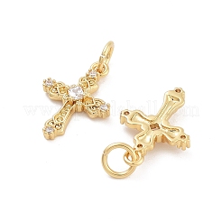 Cross Rack Plating Brass Micro Pave Cubic Zirconia Pendants&nbsp;KK-G512-29G