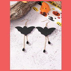 Bat Alloy & Acrylic & Glass Dangle Earrings&nbsp;FS-WG4EEB8-01