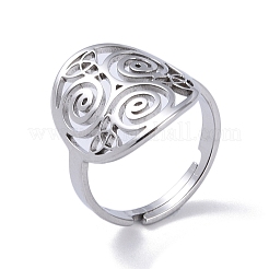 Non-Tarnish 201 Stainless Steel Triskele Triskelion Adjustable Rings&nbsp;RJEW-C074-07P