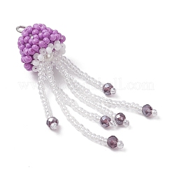 Glass Seed Beaded Jellyfish Pendants&nbsp;PALLOY-MZ00660-03