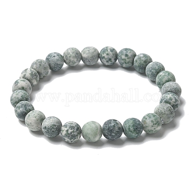 Natural Green Spot Jasper Bead Stretch Bracelets&nbsp;BJEW-K212-B-017-1