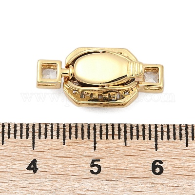 Brass Micro Pave Cubic Zirconia Box Clasps&nbsp;KK-P291-36G-1