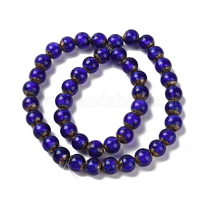 Handmade Gold Sand Lampwork Beads Strands&nbsp;LAMP-P062-01C-1