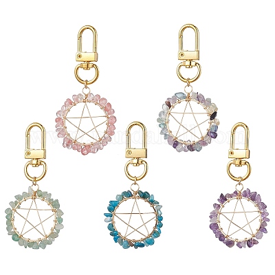 Gemstone Pendants Keychain&nbsp;HJEW-JM01811-1