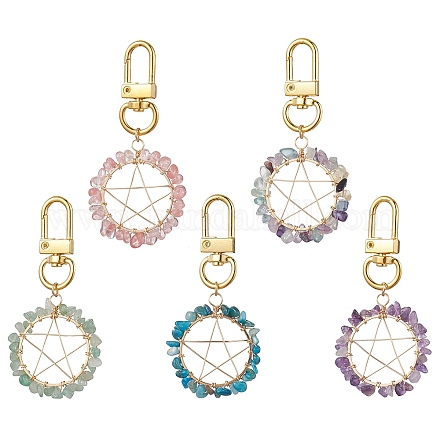 Gemstone Pendants Keychain HJEW-JM01811-1