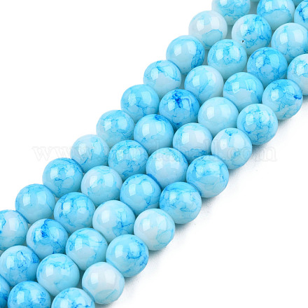 Spray Painted Glass Bead Strands GLAA-R139-8mm-10-1