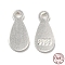 925 Sterling Silver Chain Extender Drop, Chain Tabs, Teardrop Charms, with S925 Stamp, Silver, 8x4x0.5mm, Hole: 0.9mm, about 98pcs/10g