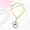 Acrylic Beads Keychain, with Alloy Clasp, Heart, Yellow, 17cm