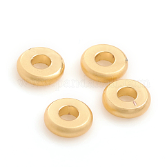 Matte Style Rack Plating Brass Spacer Beads, Long-Lasting Plated, Flat Round, Golden, 4x1.8mm, Hole: 1.6mm
