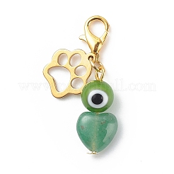 Natural Gemstone Heart Pendant Decorations&nbsp;HJEW-JM00809