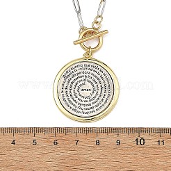 Two Tone 304 Stainless Steel Paperclip Chain Religion Bible Coin Pendant Necklaces&nbsp;NJEW-JN06571