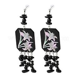 Resin Chip Tassel Stud Dangle Earrings&nbsp;EJEW-G466-07P