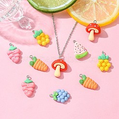 12Pcs 6 Styles Opaque Resin Fruit & Vegetable Pendants&nbsp;RESI-YW0001-56