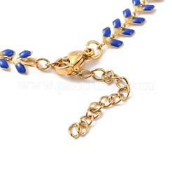 Enamel Ear of Wheat Link Chain Necklace&nbsp;NJEW-P220-02G