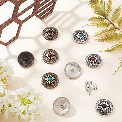 12Pcs 6 Color 1-Hole Alloy & Turquoise Buttons&nbsp;FIND-GF0002-24