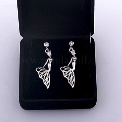 Brass Micro Pave Cubic Zirconia Dangle Stud Earring&nbsp;EJEW-EE0004-06P