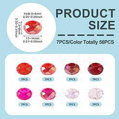 56Pcs 8 Colors Red Color Theme Glass European Beads&nbsp;GPDL-TA0001-12B